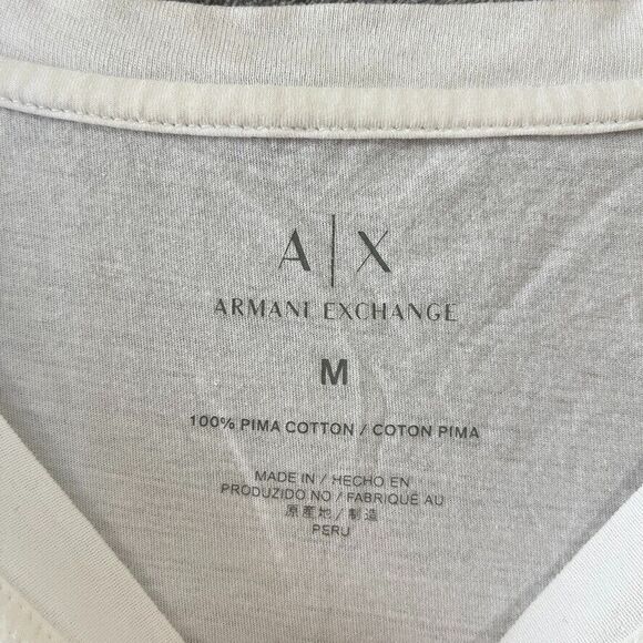 Armani Exchange AX Pima Cotton Ciao White T Shirt 3/4 Sleeve Basic Womens Sz M - Picture 5 of 9